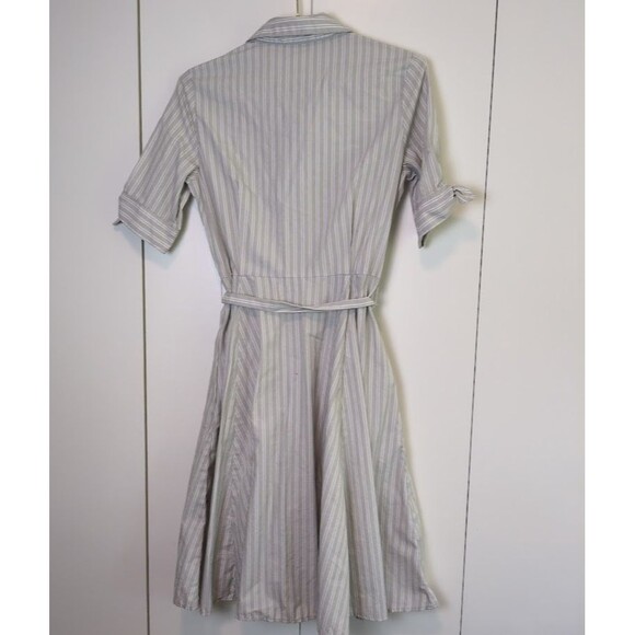CALVIN KLEIN WOMEN'S 2 GRAY WHITE STRIPE FIT FLARE BUTTON DOWN DRESS - Picture 7 of 7